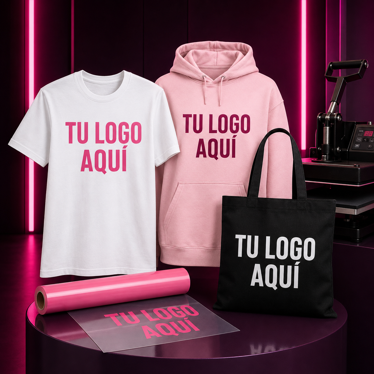 Playera, sudadera y bolsa personalizables con la indicación Tu logo aquí