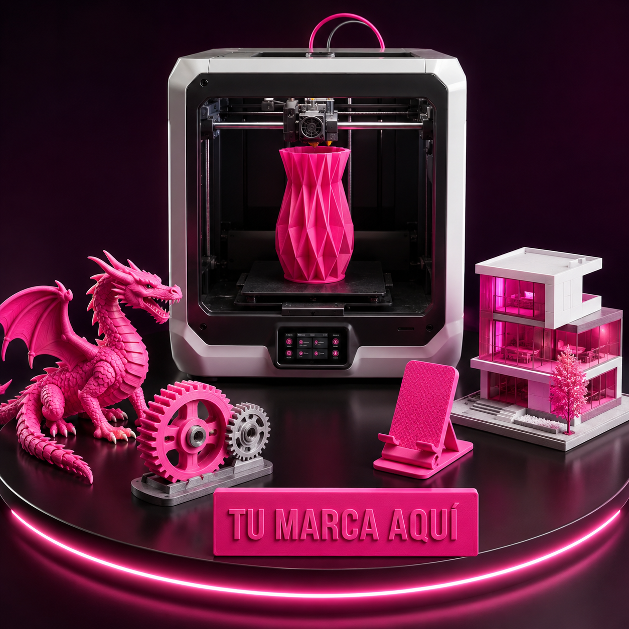 Impresora 3D, prototipos y letrero personalizable Tu marca aquí